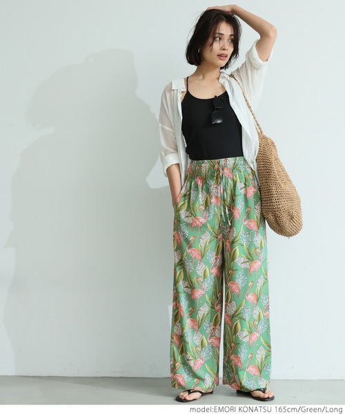coca(coca)(コカ)の「フラミンゴリラックスパンツ(その他パンツ・レディース・ブラック/グリーン・SHORT/LONG)」の10枚目の写真