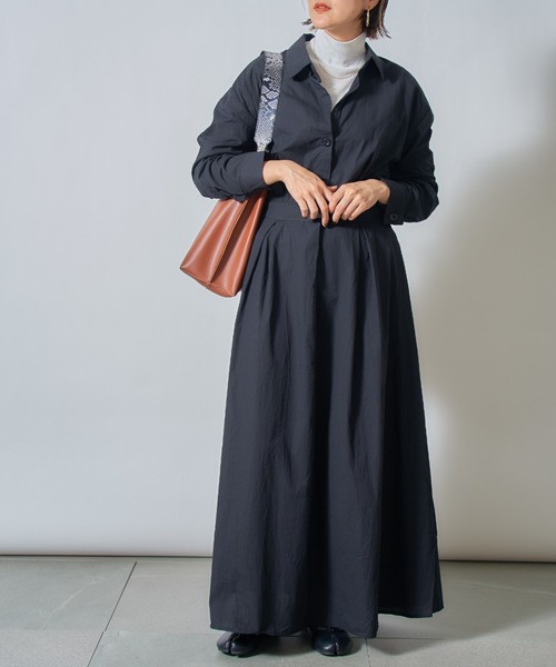 ワンピース D Flare Long Sleeve Shirt DressPeony MGA on “Harmony” Long Sleeve Polo Dress / Black / Free