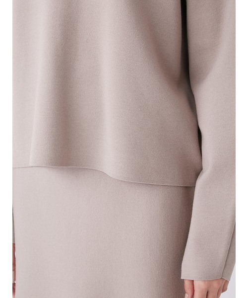 クルーネック構築ボリュームスリーブニット