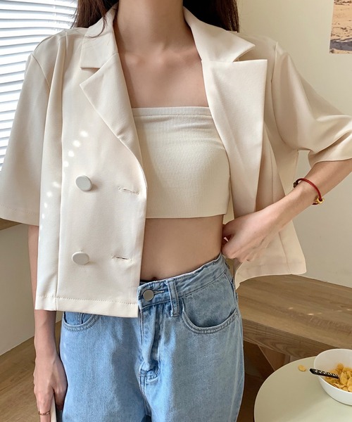 LOPASS（ロパス）の「ジャケット（テーラードジャケット・レディース・ブラック/カーキ/アイボリー・FREE）」の2枚目の写真