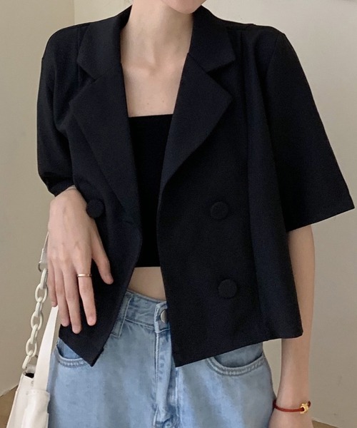 LOPASS（ロパス）の「ジャケット（テーラードジャケット・レディース・ブラック/カーキ/アイボリー・FREE）」の3枚目の写真