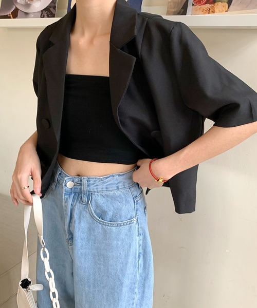 LOPASS（ロパス）の「ジャケット（テーラードジャケット・レディース・ブラック/カーキ/アイボリー・FREE）」の7枚目の写真