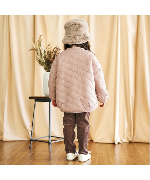 apres les cours(アプレレクール)の「【洗濯機でお洗濯OK】リバーシブルボアジャケット_ウォッシャブル(ノーカラージャケット・キッズ・ブラウン/ピンク/ミント・110/120/80/130/140/90/100)」の8枚目の写真