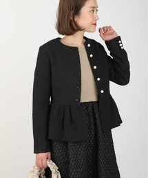 PICCIN PERLA | パールボタンツイードジャケット(ノーカラージャケット)
