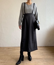 【2WAY】ウールライクサス付きIラインスカート