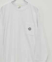 16/-天竺 フロントポケット 刺繍 コットン ロング Tシャツ TRAP/U