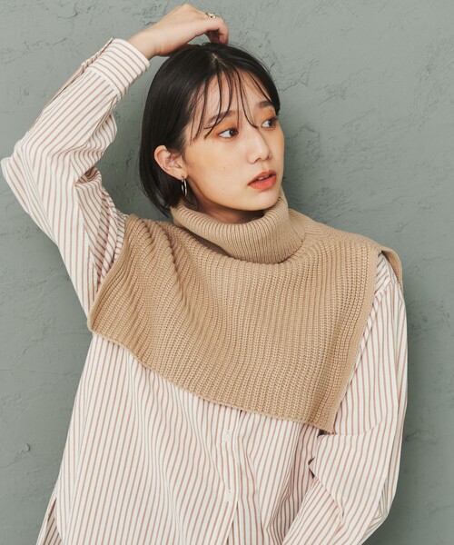 coen(コーエン)の「タートルニットスヌード(ネックウォーマー/スヌード・レディース・オフホワイト/グレー/ライム/ベージュ・FREE)」の10枚目の写真