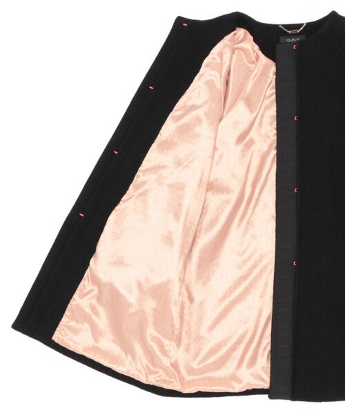 Q（キュー）の「ノーカラーミドルコート（ノーカラーコート・レディース・ブラック/ターコイズブルー・MEDIUM）」の17枚目の写真