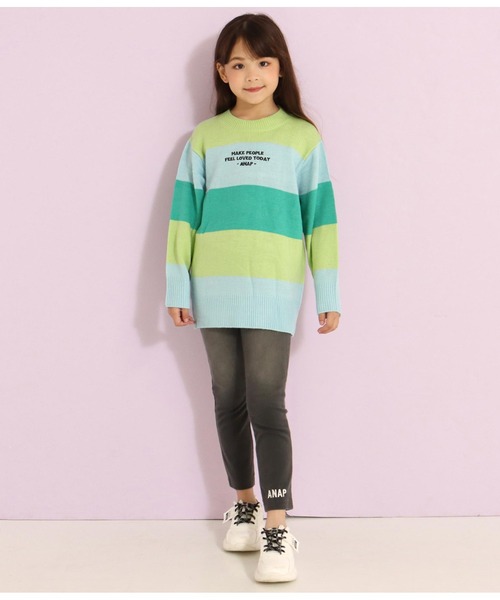 ANAP kids(アナップキッズ)の「カラフルボーダーニットチュニック(ニット/セーター・キッズ・その他/ミント/ラベンダー・110cm/120cm/130cm)」の13枚目の写真