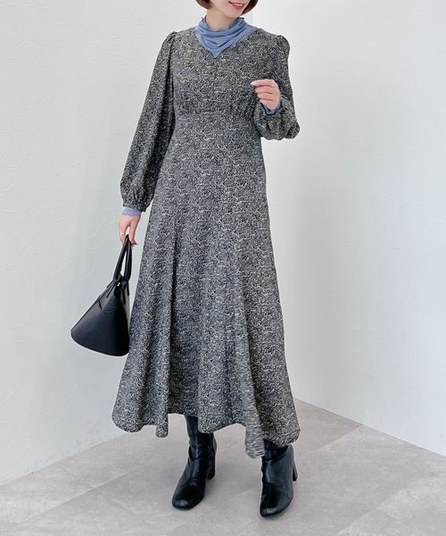 mysty woman（ミスティウーマン）の「マチフレアーエンパイアワンピース 170696（ワンピース・レディース・ブラック/ベージュ/ブラウン・FREE）」の12枚目の写真