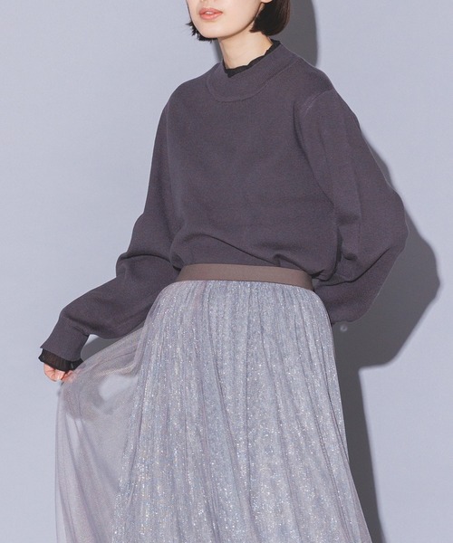 hunch(ハンチ)の「【静電気防止】ドッキングニット(ニット/セーター・レディース・チャコール/ブラック/ブラック×ホワイト・FREE)」の3枚目の写真