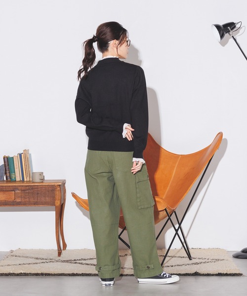 hunch(ハンチ)の「【静電気防止】ドッキングニット(ニット/セーター・レディース・チャコール/ブラック/ブラック×ホワイト・FREE)」の4枚目の写真