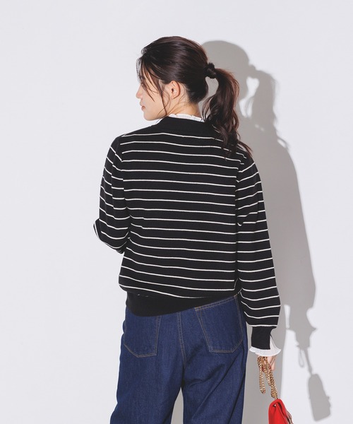 hunch(ハンチ)の「【静電気防止】ドッキングニット(ニット/セーター・レディース・チャコール/ブラック/ブラック×ホワイト・FREE)」の6枚目の写真