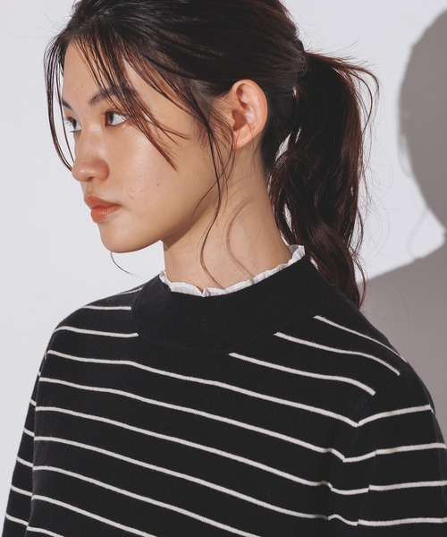 hunch(ハンチ)の「【静電気防止】ドッキングニット(ニット/セーター・レディース・チャコール/ブラック/ブラック×ホワイト・FREE)」の7枚目の写真