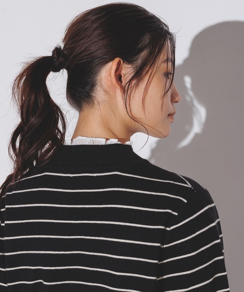 hunch(ハンチ)の「【静電気防止】ドッキングニット(ニット/セーター・レディース・チャコール/ブラック/ブラック×ホワイト・FREE)」の9枚目の写真