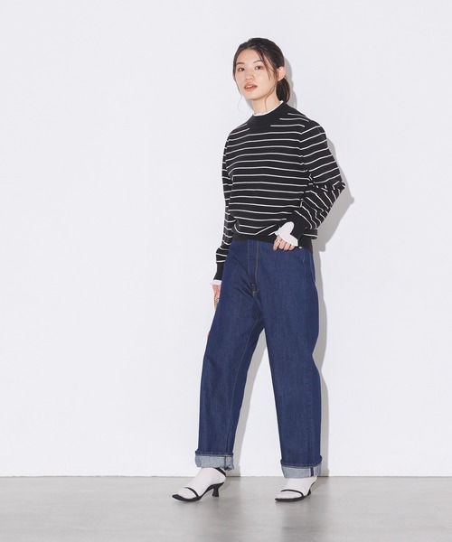 hunch(ハンチ)の「【静電気防止】ドッキングニット(ニット/セーター・レディース・チャコール/ブラック/ブラック×ホワイト・FREE)」の10枚目の写真