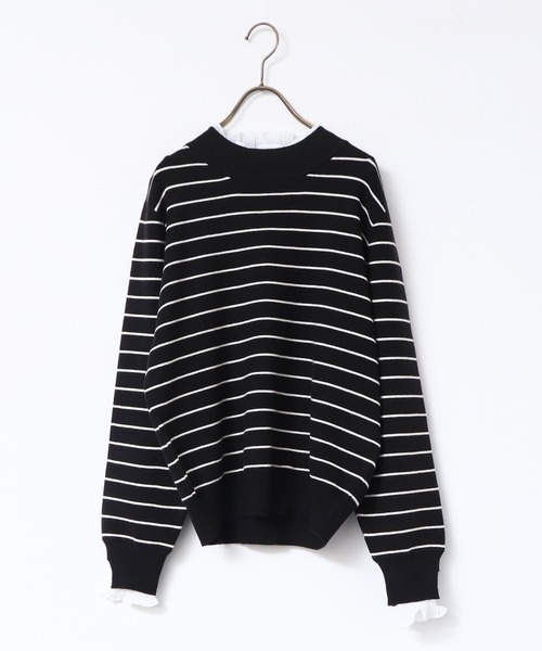 hunch(ハンチ)の「【静電気防止】ドッキングニット(ニット/セーター・レディース・チャコール/ブラック/ブラック×ホワイト・FREE)」の13枚目の写真