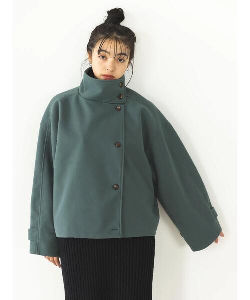 koe（コエ）の「スタンドカラーショートコート（その他アウター・レディース・グリーン/ベージュ/ブラック・FREE）」の4枚目の写真