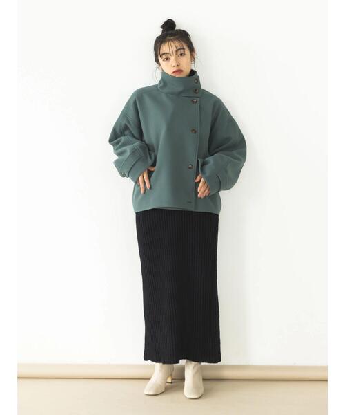 koe（コエ）の「スタンドカラーショートコート（その他アウター・レディース・グリーン/ベージュ/ブラック・FREE）」の7枚目の写真