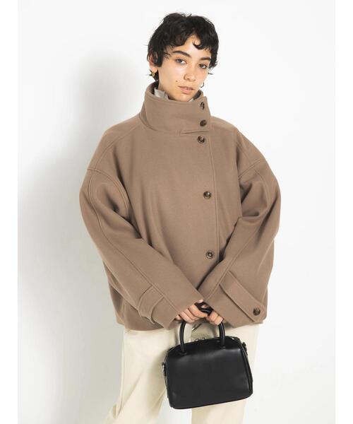koe（コエ）の「スタンドカラーショートコート（その他アウター・レディース・グリーン/ベージュ/ブラック・FREE）」の3枚目の写真