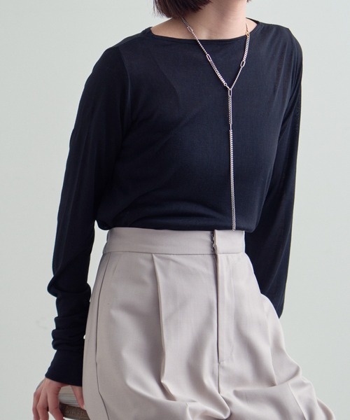 mline（エムライン）の「[mline]シアースラブロングTシャツ（Tシャツ/カットソー・レディース・ブラック/ブルー/オフホワイト/ライム・FREE）」の21枚目の写真