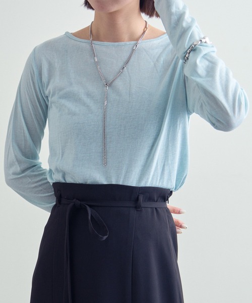 mline（エムライン）の「[mline]シアースラブロングTシャツ（Tシャツ/カットソー・レディース・ブラック/ブルー/オフホワイト/ライム・FREE）」の11枚目の写真