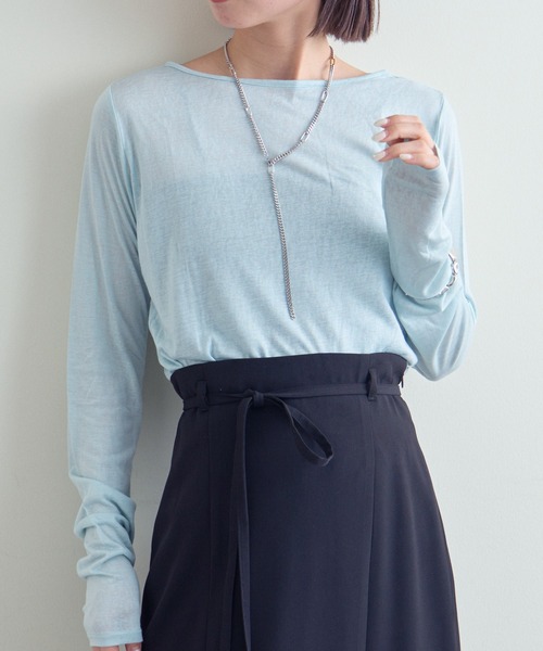 mline（エムライン）の「[mline]シアースラブロングTシャツ（Tシャツ/カットソー・レディース・ブラック/ブルー/オフホワイト/ライム・FREE）」の18枚目の写真