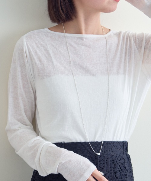 mline（エムライン）の「[mline]シアースラブロングTシャツ（Tシャツ/カットソー・レディース・ブラック/ブルー/オフホワイト/ライム・FREE）」の9枚目の写真