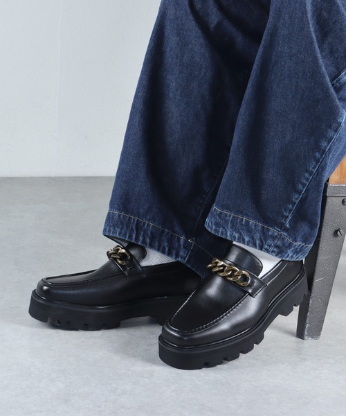 LOVEHUNTER（ラブハンター）の「ハイソール スクエアチェーンローファー（ローファー・メンズ・ブラック/ブラック×ゴールド・41/43/40/42/44）」の11枚目の写真