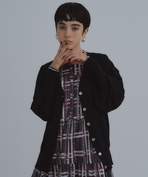 manana suerte（マニャーナスエルテ）の「ロングリブカラーカーディガン（カーディガン/ボレロ・レディース・パープル/グレー/ミント/ブラック/グリーン/オレンジ・FREE）」の2枚目の写真