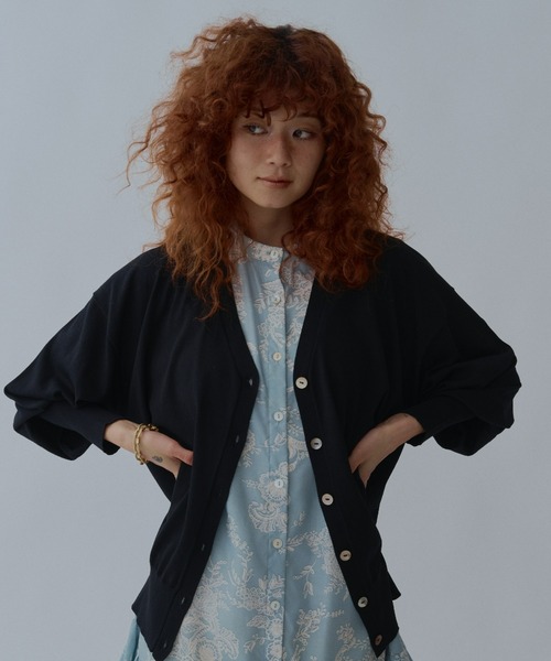 manana suerte（マニャーナスエルテ）の「ロングリブカラーカーディガン（カーディガン/ボレロ・レディース・パープル/グレー/ミント/ブラック/グリーン/オレンジ・FREE）」の8枚目の写真