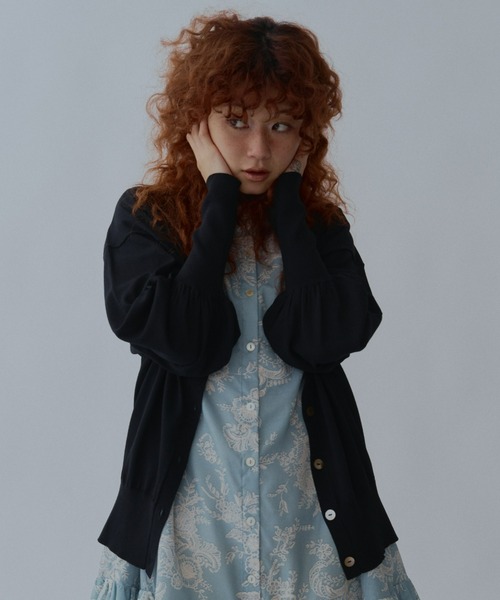 manana suerte（マニャーナスエルテ）の「ロングリブカラーカーディガン（カーディガン/ボレロ・レディース・パープル/グレー/ミント/ブラック/グリーン/オレンジ・FREE）」の9枚目の写真