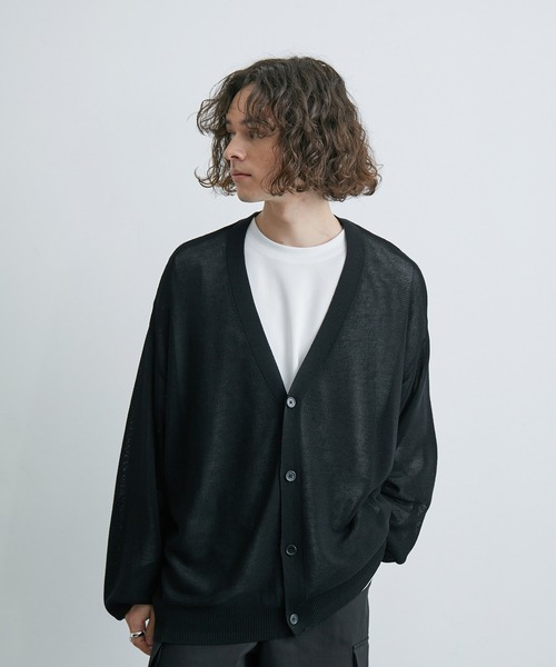 JUNRED（ジュンレッド）の「ガーター編みビッグカーディガン（カーディガン/ボレロ・メンズ・チャコールグレー/ブラック/ミント・S/L/M）」の5枚目の写真