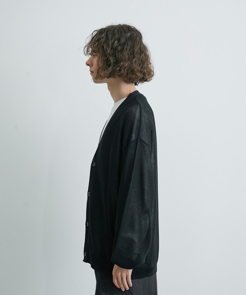 JUNRED（ジュンレッド）の「ガーター編みビッグカーディガン（カーディガン/ボレロ・メンズ・チャコールグレー/ブラック/ミント・S/L/M）」の16枚目の写真