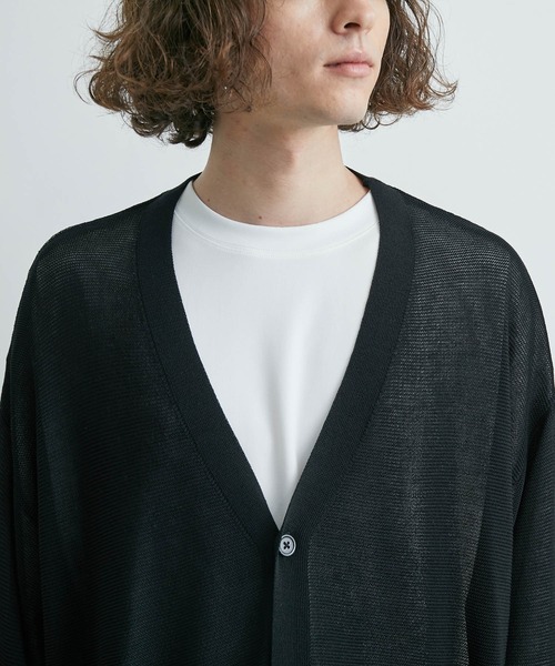 JUNRED（ジュンレッド）の「ガーター編みビッグカーディガン（カーディガン/ボレロ・メンズ・チャコールグレー/ブラック/ミント・S/L/M）」の18枚目の写真