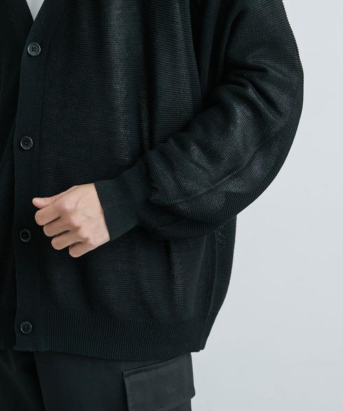 JUNRED（ジュンレッド）の「ガーター編みビッグカーディガン（カーディガン/ボレロ・メンズ・チャコールグレー/ブラック/ミント・S/L/M）」の19枚目の写真