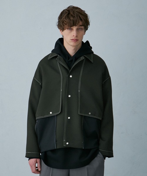 PUBLIC TOKYO（パブリックトウキョウ）の「ステッチコンビオーバーブルゾン（ブルゾン・メンズ・ブラック/ライトベージュ/ダークグレー・2/1）」の19枚目の写真