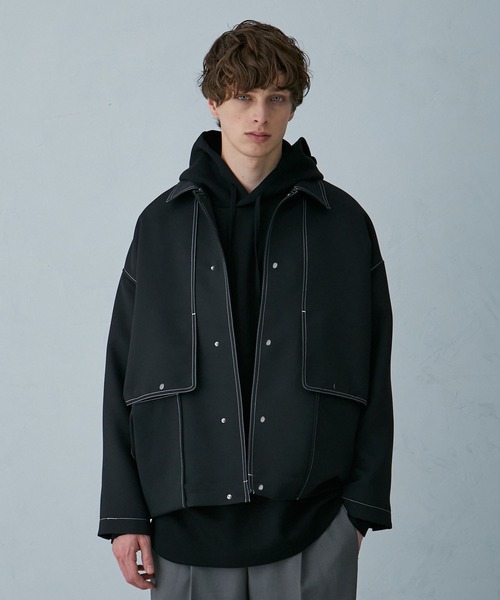 PUBLIC TOKYO（パブリックトウキョウ）の「ステッチコンビオーバーブルゾン（ブルゾン・メンズ・ブラック/ライトベージュ/ダークグレー・2/1）」の7枚目の写真