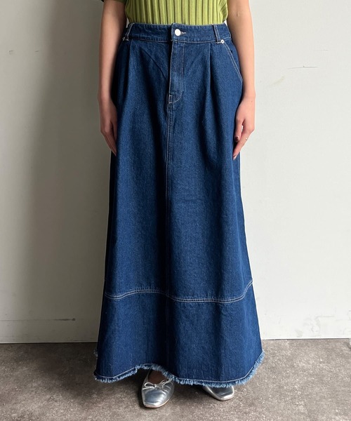 Chez toi（シェトワ）の「フリンジ切替デニムスカート（デニムスカート・レディース・サックスブルー/インディゴブルー・FREE）」の19枚目の写真
