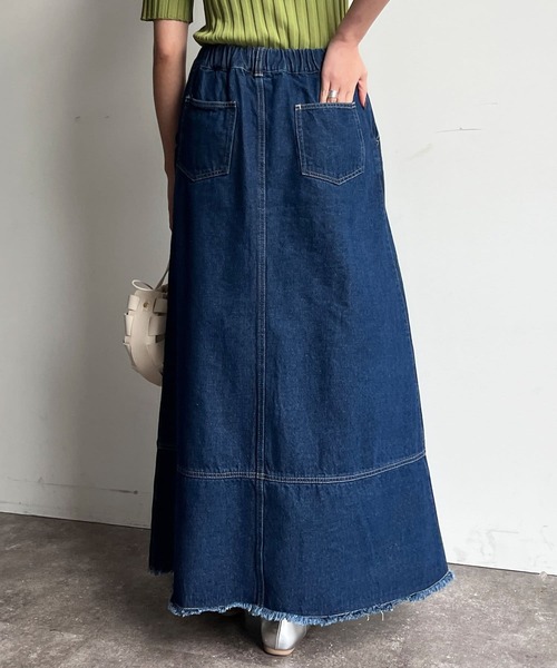 Chez toi（シェトワ）の「フリンジ切替デニムスカート（デニムスカート・レディース・サックスブルー/インディゴブルー・FREE）」の7枚目の写真