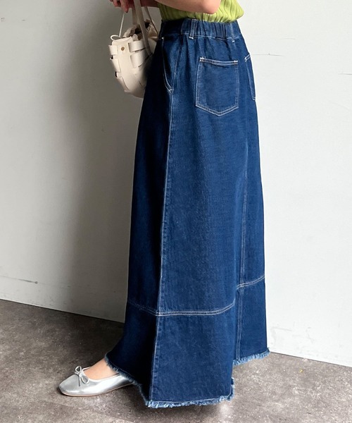 Chez toi（シェトワ）の「フリンジ切替デニムスカート（デニムスカート・レディース・サックスブルー/インディゴブルー・FREE）」の15枚目の写真