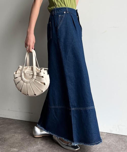 Chez toi（シェトワ）の「フリンジ切替デニムスカート（デニムスカート・レディース・サックスブルー/インディゴブルー・FREE）」の13枚目の写真