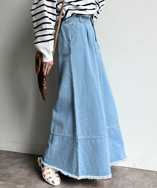 Chez toi（シェトワ）の「フリンジ切替デニムスカート（デニムスカート・レディース・サックスブルー/インディゴブルー・FREE）」の20枚目の写真