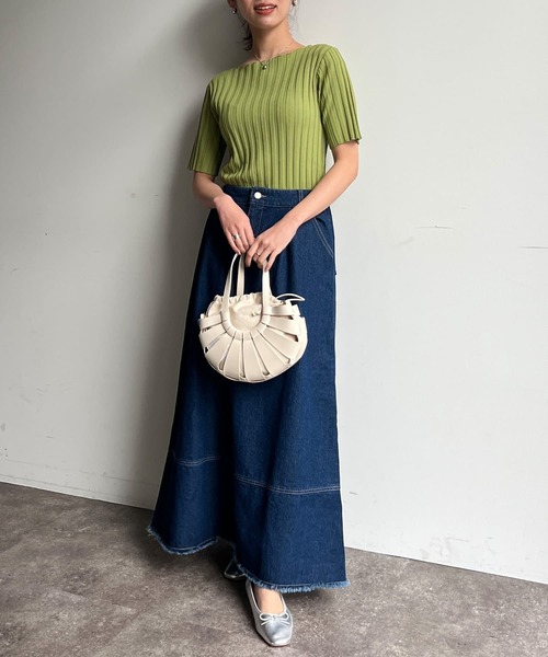 Chez toi（シェトワ）の「フリンジ切替デニムスカート（デニムスカート・レディース・サックスブルー/インディゴブルー・FREE）」の5枚目の写真