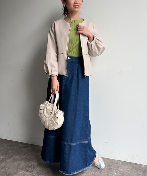 Chez toi（シェトワ）の「フリンジ切替デニムスカート（デニムスカート・レディース・サックスブルー/インディゴブルー・FREE）」の18枚目の写真