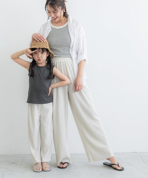 coca(coca)(コカ)の「キッズ 親子お揃い楊柳プリーツワイドパンツ(その他パンツ・キッズ・ブラック/ライトブルー/アイボリー/ブラウン・100/110/120/130/140)」の15枚目の写真