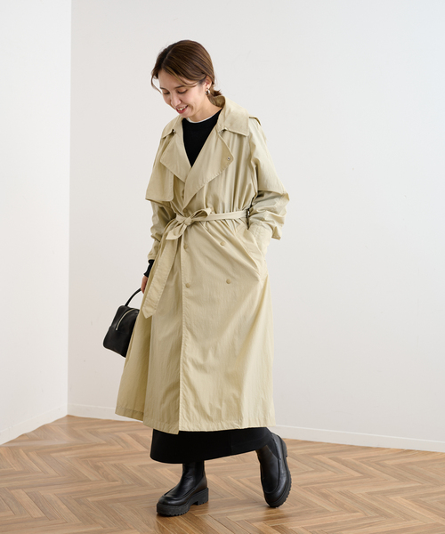 FRAMeWORK(フレームワーク)の「撥水ナイロントレンチコート(トレンチコート・レディース・ブラック/ベージュ・36/38)」の8枚目の写真