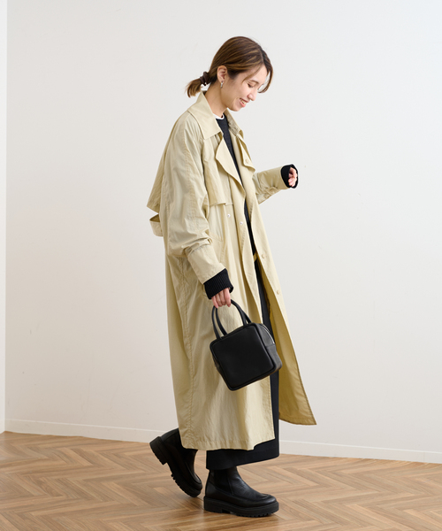 FRAMeWORK(フレームワーク)の「撥水ナイロントレンチコート(トレンチコート・レディース・ブラック/ベージュ・36/38)」の9枚目の写真