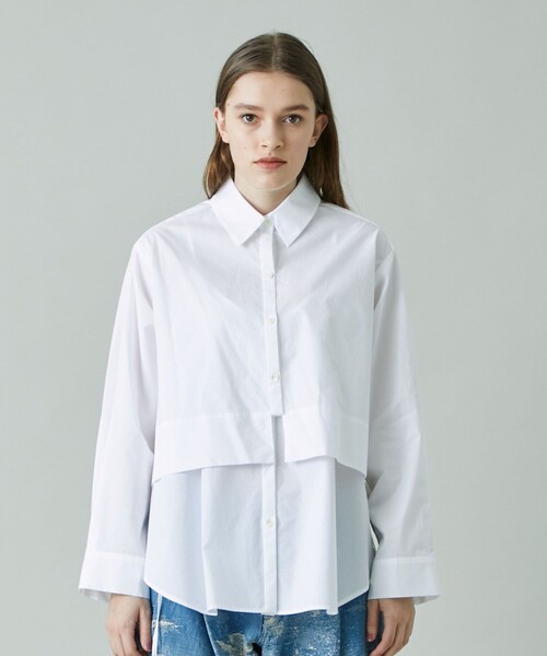 rito structure(リトストラクチャー)の「【rito structure/リトストラクチャー】コネクトクロップドシャツ(シャツ/ブラウス・レディース・ホワイト/ブラック・1)」の5枚目の写真