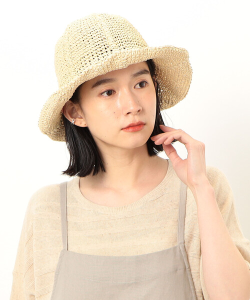 ONIGIRI（オニギリ）の「こま編み　ハット（ハット・レディース・ベージュ/ブラウン・FREE）」の2枚目の写真
